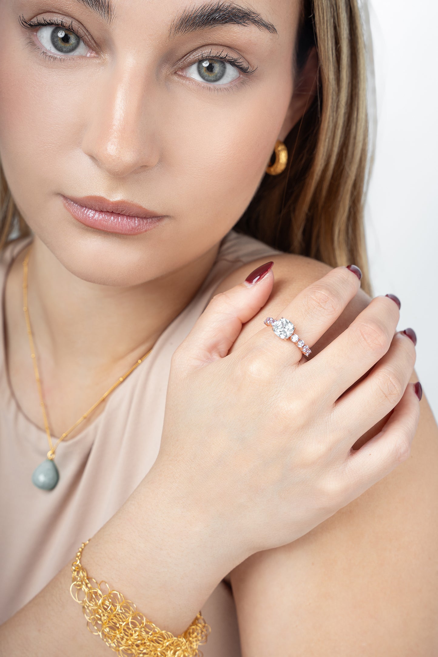 Anillo Aqua Marina y Lavanda